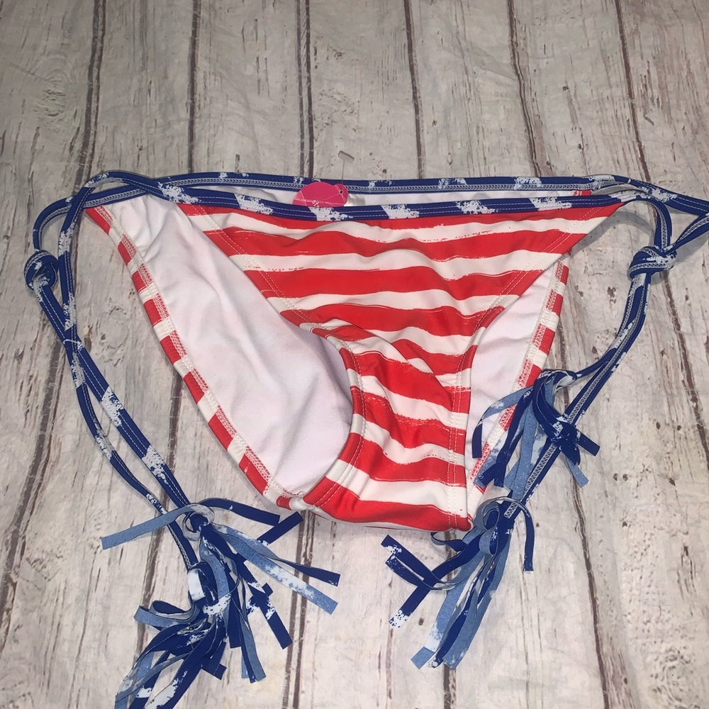 Xhilaration patriotic flag 4th of July Americana tie side striped bikini M